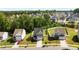 Aerial view of a home with fenced in back yard, in a community of similar homes at 1028 Gallivant Way, Wake Forest, NC 27587