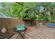 Cozy backyard patio with wrought iron seating under a charming wooden pergola at 109 Davidson Ave, Durham, NC 27704