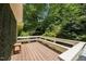 Wooden deck featuring built-in benches, providing an ideal outdoor space for relaxation and entertainment at 1503 Laughridge Dr, Cary, NC 27511