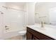 Clean bathroom featuring a shower-tub combination, a sink, and neutral walls at 1528 Anthology Dr, Durham, NC 27703