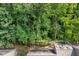 Aerial view of a private backyard with mature trees creating a serene outdoor setting at 17 Crystal Oaks Ct, Durham, NC 27707