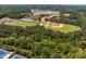 Aerial view of the athletic fields adjacent to the school building at 205 Benwell Ct, Cary, NC 27519