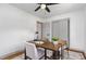 Cozy home office featuring a ceiling fan, and view from window, perfect for remote work or study at 2205 W Carver St, Durham, NC 27705