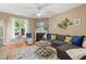 Cozy living room with a ceiling fan, fireplace, and comfortable seating area at 2420 Sapphire Valley Dr, Raleigh, NC 27604