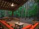 Spacious covered patio leading to stone fire pit with ample seating at 2721 Silver Stirrup Ln, Apex, NC 27502