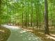 Paved path winds through the wooded property providing walking access to the neighborhood at 2721 Silver Stirrup Ln, Apex, NC 27502