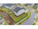 Aerial view of home with sunroom, black fencing, and manicured lawn in a well-maintained neighborhood at 348 Golf Vista Trl, Holly Springs, NC 27540