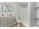 Neutral bathroom with modern sink, toilet, and stand up shower at 4420 W River Rd, Franklinton, NC 27525