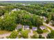 Scenic aerial view showcasing homes nestled among lush green trees at 6321 Lymington Dr, Raleigh, NC 27616