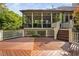 Stunning deck with stairs, white railings, and a screened-in porch overlooking the backyard at 10405 Veasey Mill Rd, Raleigh, NC 27615