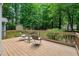Cozy backyard deck with seating, perfect for relaxing and enjoying the serene wooded surroundings at 10816 Bent Branch Dr, Raleigh, NC 27603