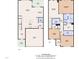 Floor plan of a two-story home with measurements and layout of rooms including bedrooms, kitchen, and living room at 1156 Craigmeade Dr, Morrisville, NC 27560