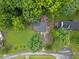 Birds-eye view showing the home, back porch, and surrounding trees at 119 Valleycastle Ct, Clayton, NC 27520