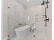 Elegant bathroom features a standalone tub and frameless glass shower with white tiling at 1229 Perry Bluff Dr, Wake Forest, NC 27587