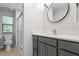 Modern bathroom featuring a glass-enclosed shower, updated vanity and sink at 130 E Longview St # Apt S, Chapel Hill, NC 27516