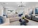 Spacious living room with open concept to kitchen, light wood floors, and comfortable seating at 147 Sugar Pine Drive, Franklinton, NC 27525
