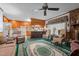 Open-concept living room flows seamlessly into kitchen and dining area at 1517 Hodges Chapel Rd, Benson, NC 27504