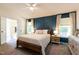 Main bedroom with king bed, paneled wall, and carpeted floor at 1816 Piperwood Ct, Durham, NC 27713
