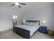 Relaxing main bedroom featuring a ceiling fan and an ensuite bathroom for added privacy and convenience at 192 Logbridge Rd, Chapel Hill, NC 27516