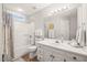 Bathroom with shower and tub, tile floors, and vanity at 203 Lighthouse Way, Cary, NC 27511