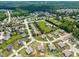 Sprawling aerial view of a neighborhood with manicured lawns and tree-lined streets at 222 Trailing Oak Trl, Clayton, NC 27527
