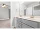 Modern bathroom with a double sink vanity and ample storage space at 222 Trailing Oak Trl, Clayton, NC 27527