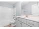Clean bathroom with a shower and vanity, perfect for a relaxing experience at 222 Trailing Oak Trl, Clayton, NC 27527