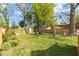 Spacious backyard with lush greenery and a storage shed, ideal for outdoor activities at 2508 Albany St, Durham, NC 27705