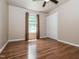Bedroom featuring hardwood floors, a ceiling fan, closet, and natural light at 280 Sagamore Dr, Louisburg, NC 27549