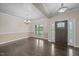 Spacious dining room with hardwood floors, chandelier lighting, and neutral wall paint at 3465 Covington Trl, Mebane, NC 27302