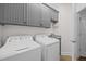 The functional laundry room has granite counters, cabinets and newer washer and dryer at 3465 Covington Trl, Mebane, NC 27302