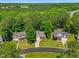 Aerial view of the neighborhood showcasing tree-lined streets and well-maintained homes in a lush setting at 347 Manchester Trl, Clayton, NC 27527