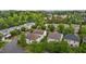Aerial view of a quiet residential neighborhood with mature trees and well-maintained homes at 4003 Jockey Club Cir, Cary, NC 27519