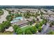 Stunning aerial image showcasing the neighborhood's pool, tennis court, and central clubhouse at 4003 Jockey Club Cir, Cary, NC 27519