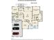 First floor plan featuring a three-car garage, primary bedroom suite, kitchen, and multiple living spaces at 404 Settlecroft Ln, Holly Springs, NC 27540