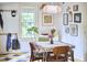 Charming dining area featuring unique tile flooring, modern lighting, and vintage table set at 501 N Greensboro St, Carrboro, NC 27510
