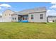Grassy backyard with a covered patio area and a small pool, perfect for Gathering gatherings at 57 S Great White Way, Clayton, NC 27527