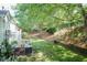 Spacious backyard with green grass and trees, offering a serene outdoor space at 5742 Corbon Crest Ln, Raleigh, NC 27612