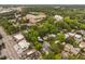 Serene aerial view of a residential neighborhood and school surrounded by lush greenery and mature trees at 711 Hinsdale St, Raleigh, NC 27605