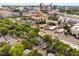Beautiful aerial view of neighborhood with mature trees and city skyline in the background at 711 Hinsdale St, Raleigh, NC 27605