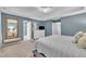 Lovely main bedroom featuring blue walls, a large mirror, and a bathroom entrance at 1022 Flagler St, Durham, NC 27713