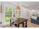 Bright dining nook features a large window and a rustic table with modern accents at 115 Nuttree Way, Durham, NC 27713