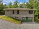 Lower-level two-car garage, with Zip System sheathing, featuring a concrete driveway and lawn at 121 Pheasant Ct, Pittsboro, NC 27312