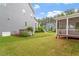 Spacious backyard with green lawn and screened-in porch at 122 Swansboro Ln, Chapel Hill, NC 27516