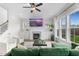 Bright living room with fireplace, large windows, and stylish furnishings at 1423 Tannin Dr, Durham, NC 27713