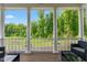 Relaxing covered porch with columns and an outdoor seating area overlooking a green landscape at 1423 Tannin Dr, Durham, NC 27713