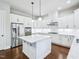 Stylish kitchen featuring stainless steel appliances, a center island, granite counters, and ample cabinet space at 203 S South Bend Dr, Durham, NC 27713