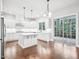 Modern kitchen with white cabinetry, stainless steel appliances, granite countertops, and a center island at 203 S South Bend Dr, Durham, NC 27713