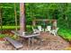 Tranquil picnic area featuring a table, chairs, and a scenic wooded backdrop at 210 Dutchess Dr, Cary, NC 27513