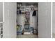 Walk-in closet with shelving, stuffed toys, and neatly organized storage bins at 2309 Yancey St, Raleigh, NC 27608